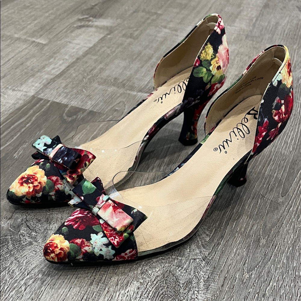 Bellini Floral Black and Red Heels